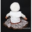 White Baby Pettitop & Brown Rosettes with Brown Leopard Baby Pettiskirt NG81 