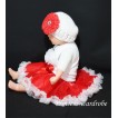White Baby Pettitop & White Rosettes with Red White Baby Pettiskirt NG94 