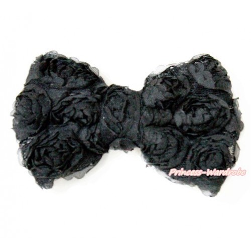 Black Romantic Rose Bow Hair Clip H517 